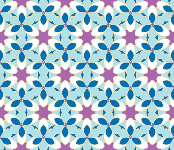 Стильный Дизайн Бесшовными Синими Фиолетовыми Цветами — стоковый вектор
