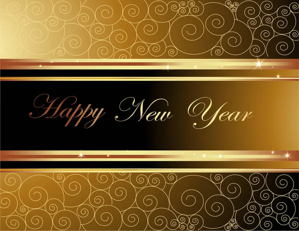 Ευτυχισμένο Νέο Έτος Κάρτα Ένα Χρυσό Πλαίσιο — Διανυσματικό Αρχείο