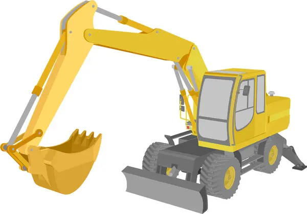 Yellow Excavator Isolated White Background — Stock Vector