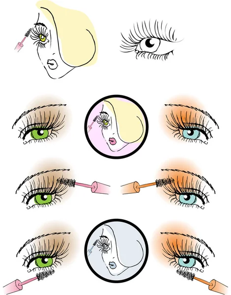眼罩和眼罩套装 化妆品概念 — 图库矢量图片
