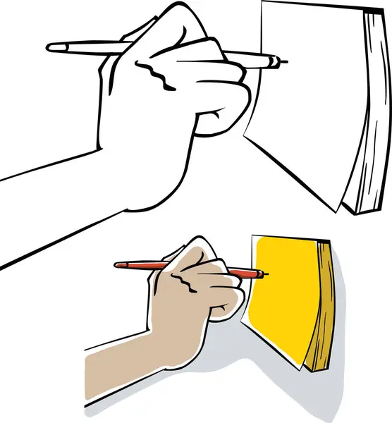 鉛筆を書いた人の手 — ストックベクタ