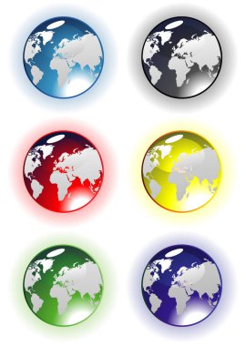 Dünya haritası simgeleri kümesi, vektör illüstrasyonu