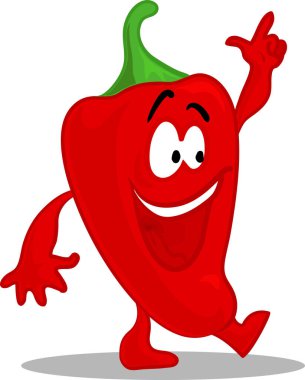 Mutlu kırmızı biber çizgi film karakteri