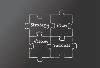 İş konsepti ve vektör illüstrasyonlu plan bulmacası