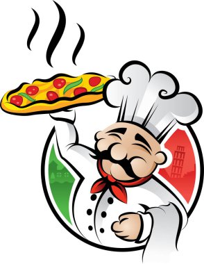 Bir pizza şefinin vektör çizimi