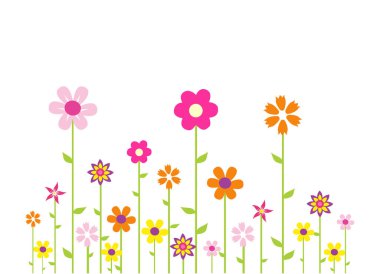 çiçekler ve yapraklar dekoratif vektör illüstrasyon tasarımı