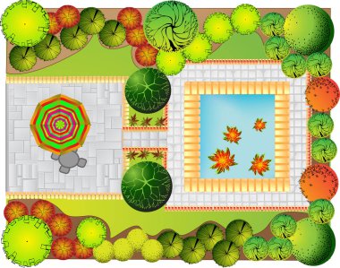 Bahçe dekoratif bitkilerinin renkli planı