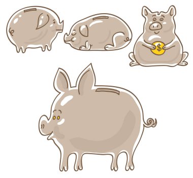 Domuz kumbarasının vektör kümesi