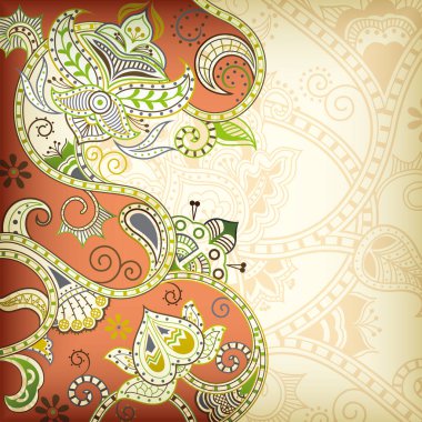 Çiçekli şal desenli etnik desen tasarımı. vektör