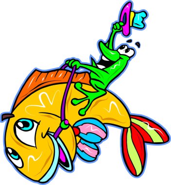 Beyaz arka planda zıplayan komik ahtapot karakterli.