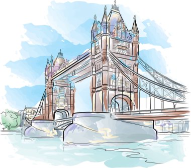 Londra Köprüsü 'nün çizimi.