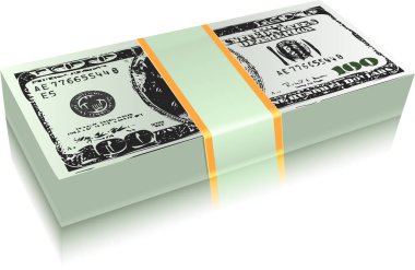 Bir paket doların 3 boyutlu resmi.