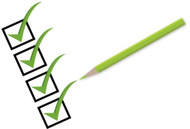 İşaretli kutularda işaretleme işaretleri, vektör illüstrasyonu