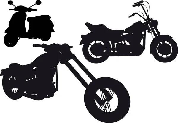 Set Motorcycles White Background Vector Illustration — Vetor de Stock