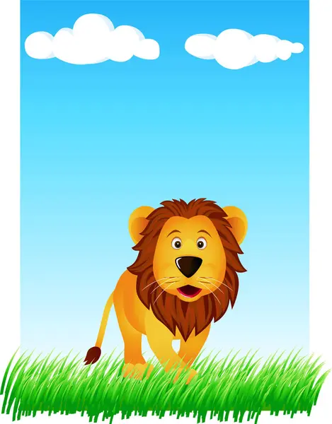 ライオンは草の上 — ストックベクタ