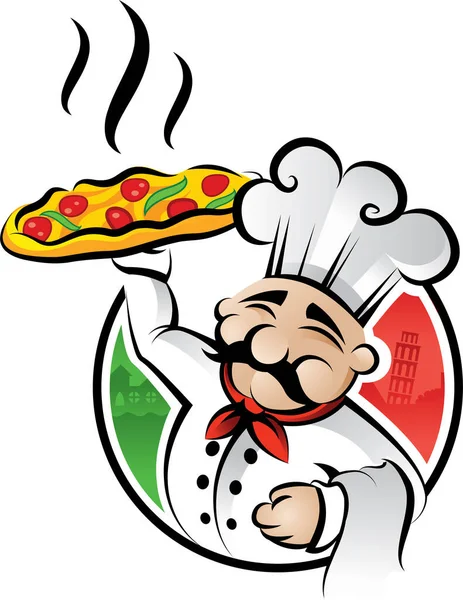 Vector Illustration Pizza Chef — Stock Vector
