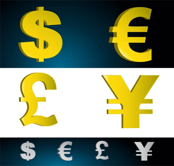 Signos Moneda Populares Ilustración Vectores — Vector de stock