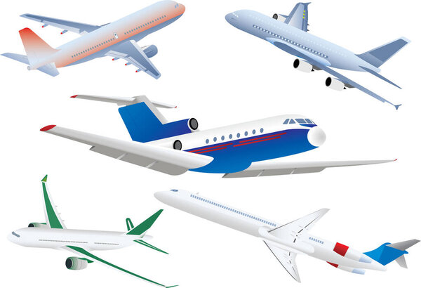 aircrafts and passenger planes, 3 d illustration