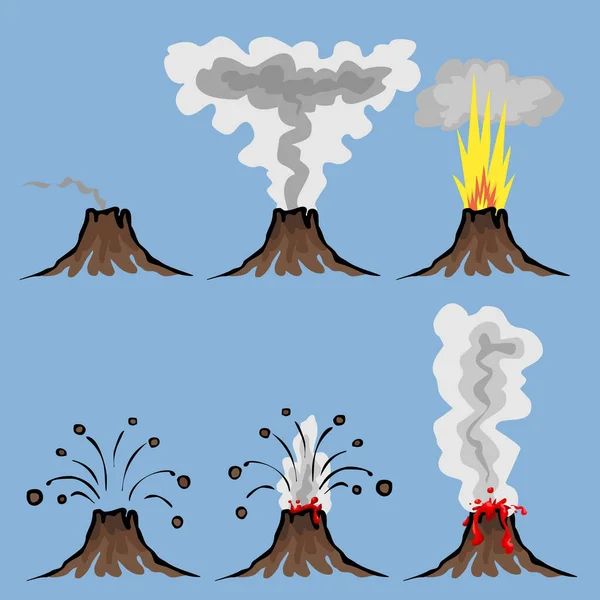 Ilustración Vectorial Volcanes Establecidos — Archivo Imágenes Vectoriales