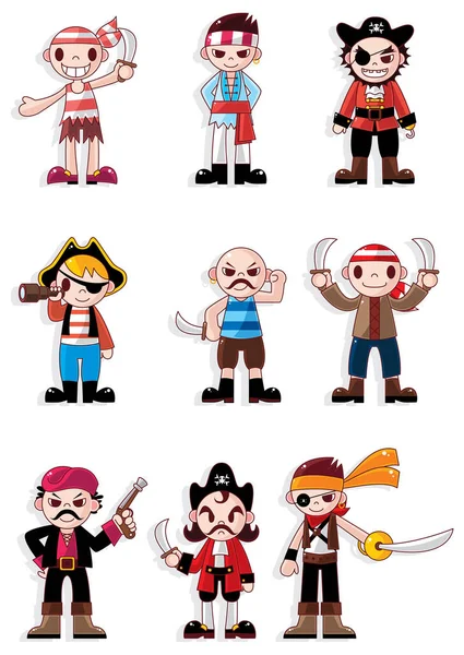 Vector Set Pirate Characters Vector Illustration — Stock Vector