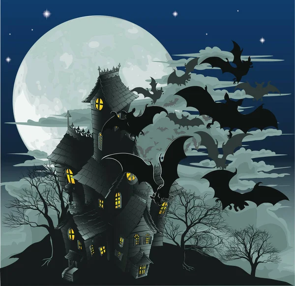 Halloween Tło Zamku Księżyc — Wektor stockowy