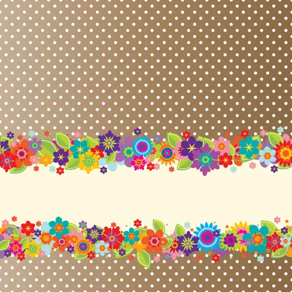 Greeting Card Flowers Polka Dots Pattern — Stock Vector