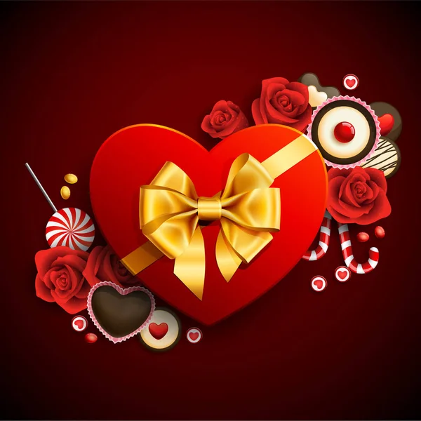 Kalpli Sevgililer Günü Tebrik Kartı Vektör Illüstrasyonu — Stok Vektör