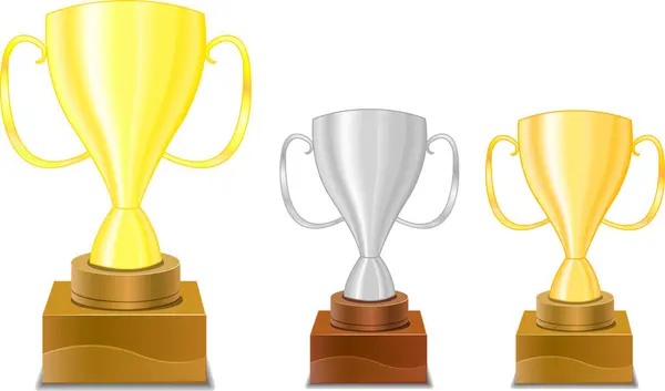 Vector Illustration Trophy Cups — Stock Vector