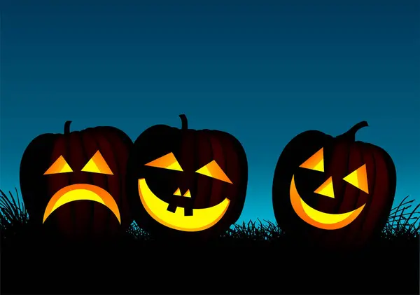 Cabeça Abóbora Feliz Halloween Com Abóboras Design Ilustração Vetorial — Vetor de Stock