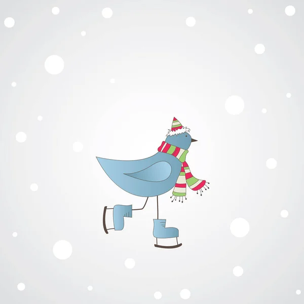 Roztomilý Sněhulák Ptákem — Stockový vektor