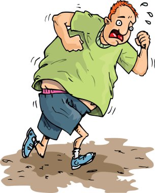 cartoon running fat man. vector illustration