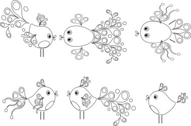 karikatür kuş vektör kümesi