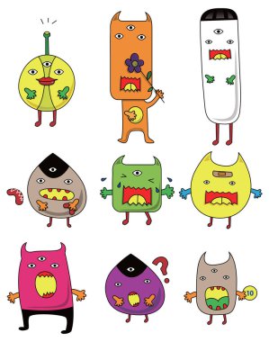 set of funny monsters, vector illustration