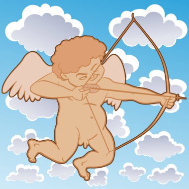 gökyüzü vektör illüstrasyon grafik tasarımı okları ile cupid