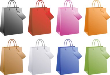 Alışveriş torbaları, vektör illüstrasyonu