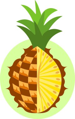 Beyaz arkaplanda ananas meyvesi