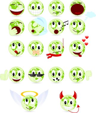 cartoon characters, different emotions, vector illustration