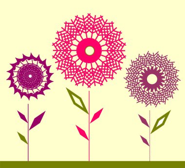 Çiçeksel elementlerle dekoratif arka plan, vektör illüstrasyonu      