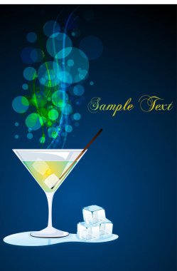 Mavi arkaplanlı kokteyl partisi posteri, vektör illüstrasyonu