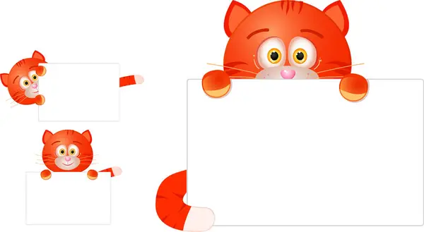 Kreslený Červený Kočičí Znak — Stockový vektor
