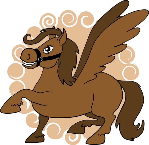 Brown Color Vector Image Cartoon Horse — Stock Vector