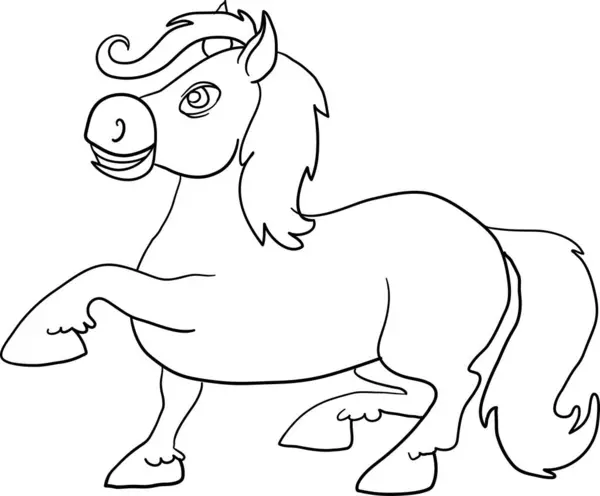 Coloring Book Cute Little Horse Vector Illustration — Stock Vector