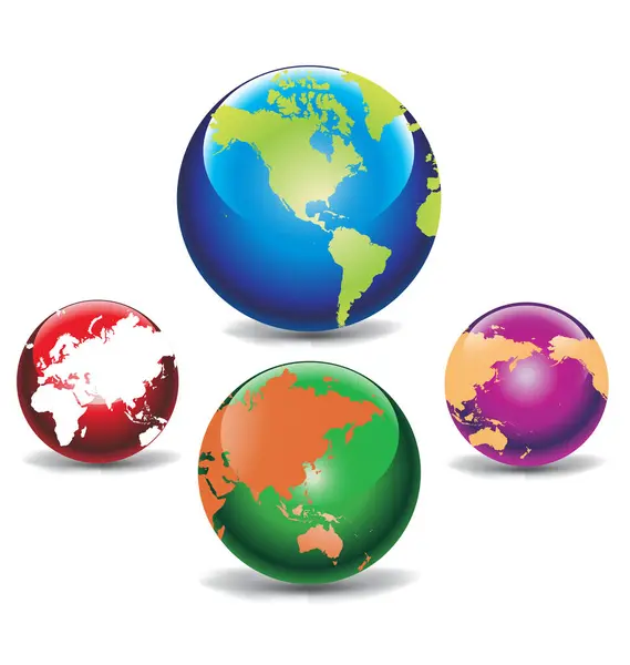 Set Colourful Globes White Background Vector Illustration — Stock Vector