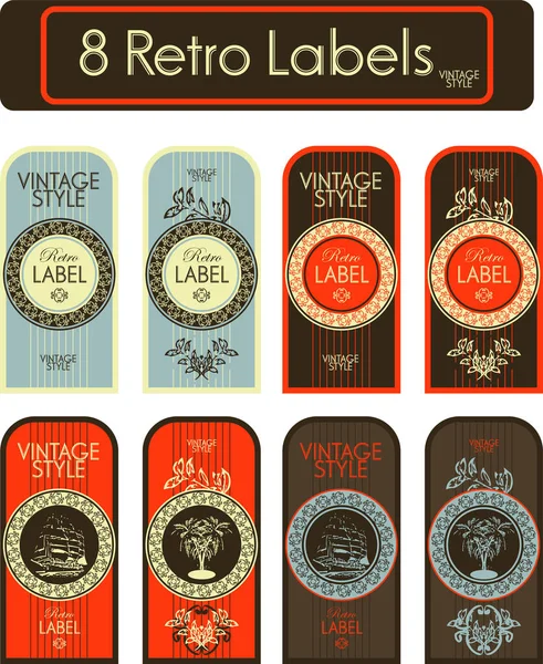 Set Vintage Labels Vector Illustration — Stock Vector
