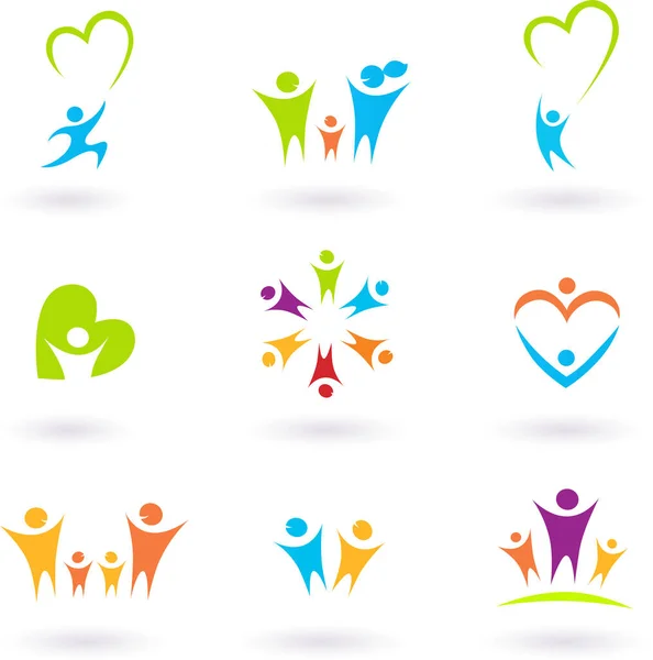 Conjunto Logotipos Pessoas Coloridas Ilustração Vetorial Gráficos De Vetores