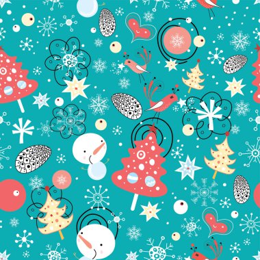 Kış düzeni. Kar taneleri ve kuşlarla kusursuz bir arkaplan