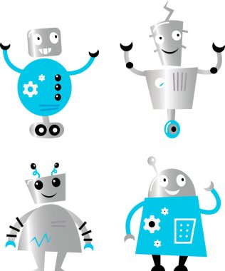 Değişik ifadelere sahip robotlar.