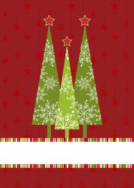 Ağaçlı Noel tebrik kartı