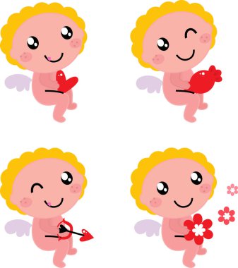 Yay ile sevimli aşk tanrısının vektör çizimi 