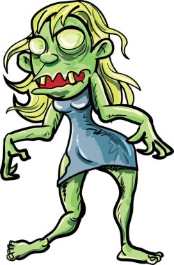Cadılar Bayramı çizgi filmindeki zombi kadının vektör çizimi